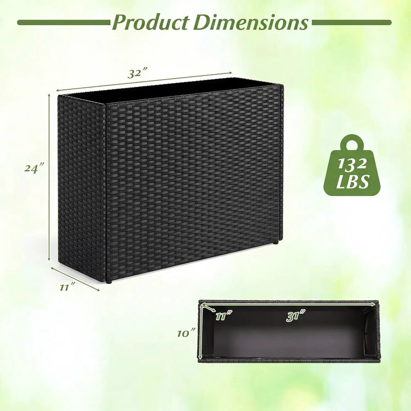 Raised Garden Bed with PE Rattan Wicker and Liner 32" by DirectDeals