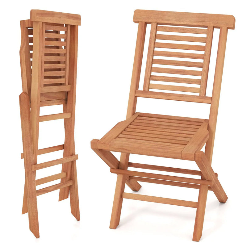 Teak Wood Folding Patio Dining Chairs Set of 2 by DirectDeals