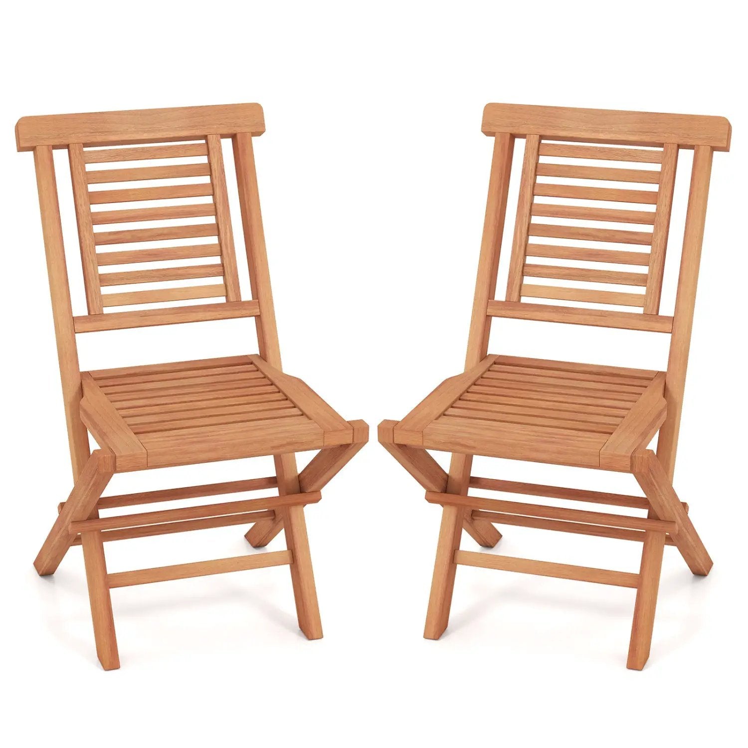 Teak Wood Folding Patio Dining Chairs Set of 2 by DirectDeals