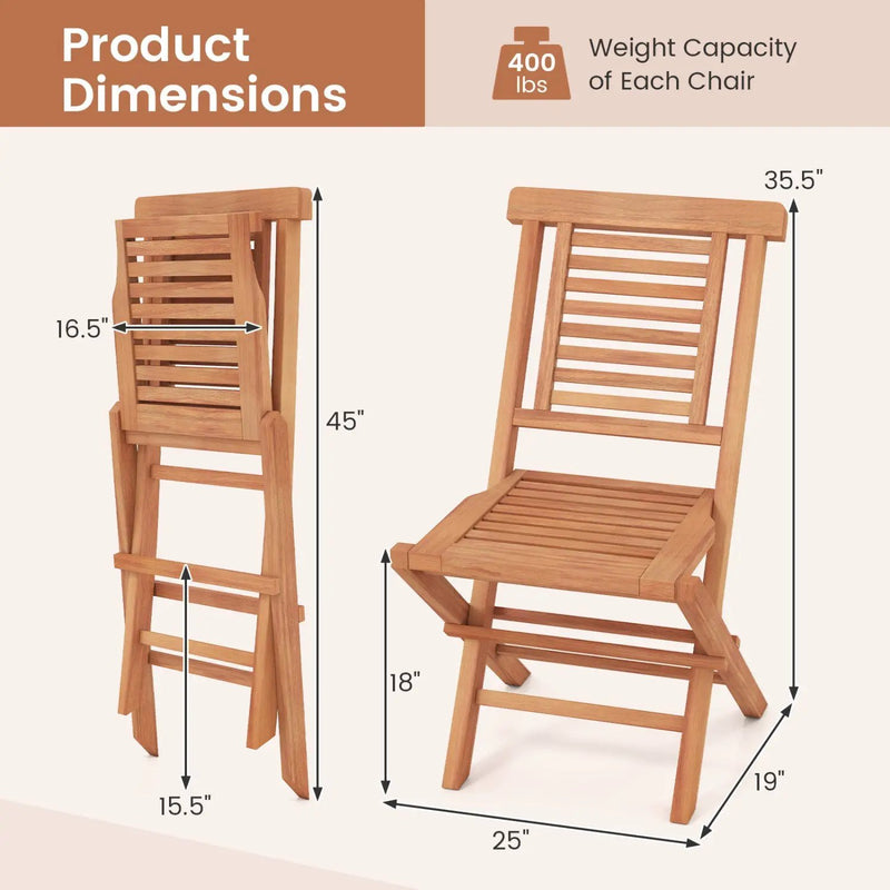 Teak Wood Folding Patio Dining Chairs Set of 2 by DirectDeals