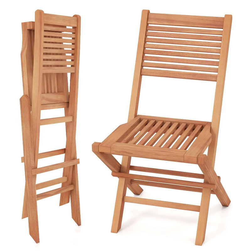Teak Wood Folding Patio Dining Chairs Set of 2 by DirectDeals