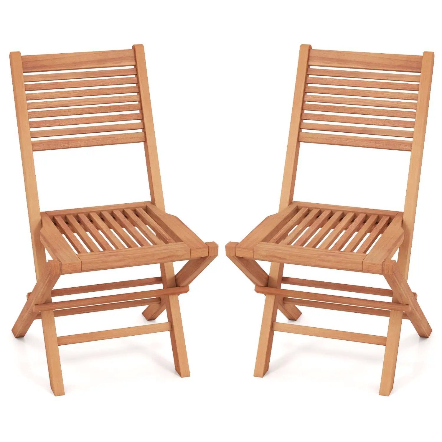 Teak Wood Folding Patio Dining Chairs Set of 2 by DirectDeals
