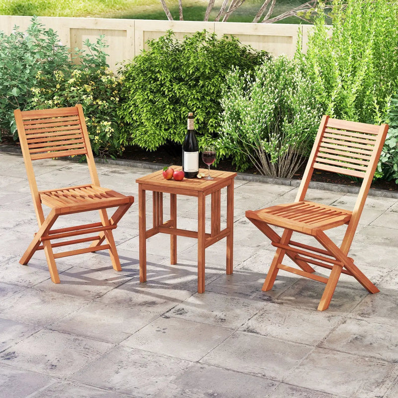 Teak Wood Folding Patio Dining Chairs Set of 2 by DirectDeals