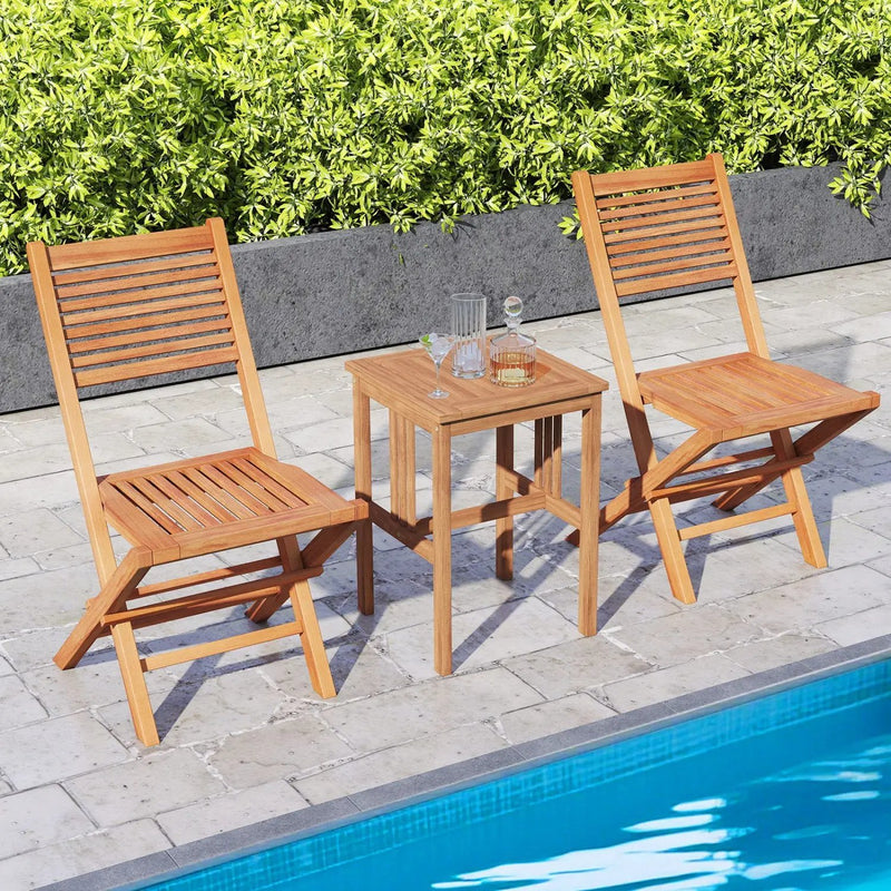 Teak Wood Folding Patio Dining Chairs Set of 2 by DirectDeals