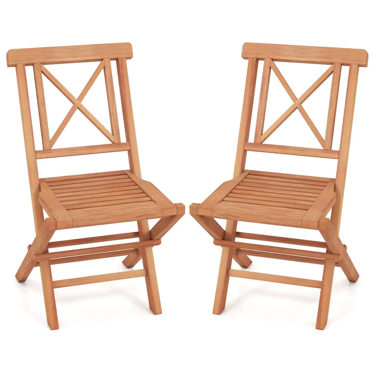 Teak Wood Folding Patio Dining Chairs Set of 2 by DirectDeals