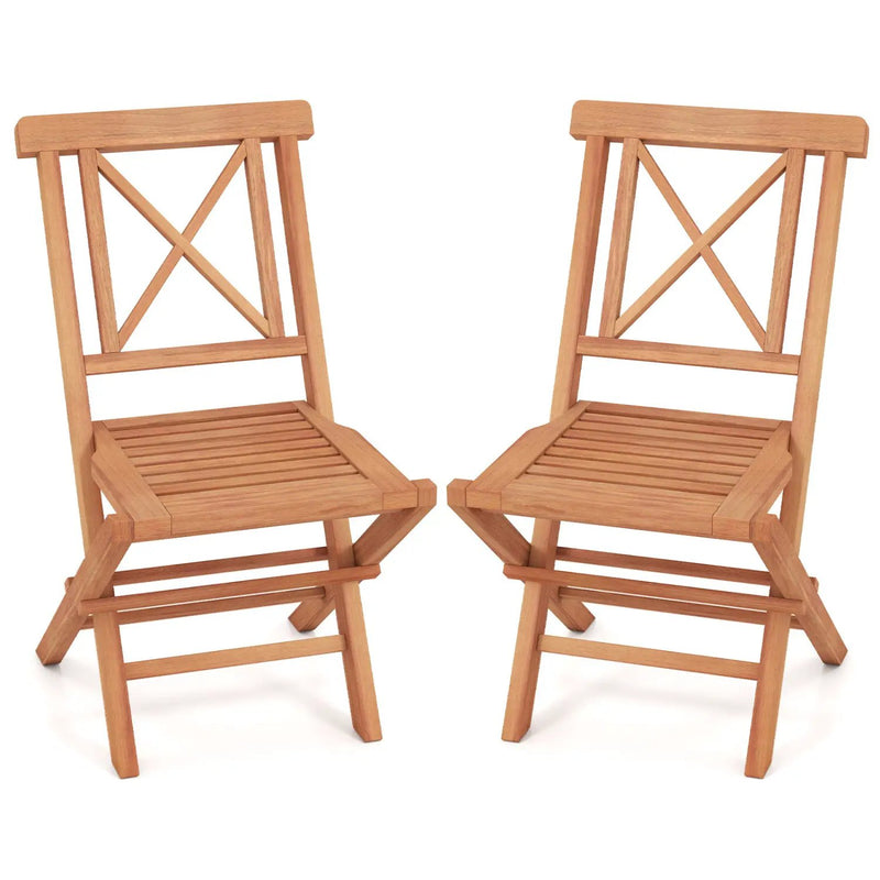 Teak Wood Folding Patio Dining Chairs Set of 2 by DirectDeals