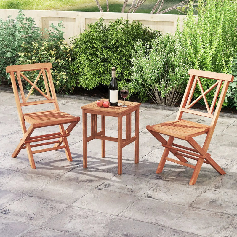 Teak Wood Folding Patio Dining Chairs Set of 2 by DirectDeals