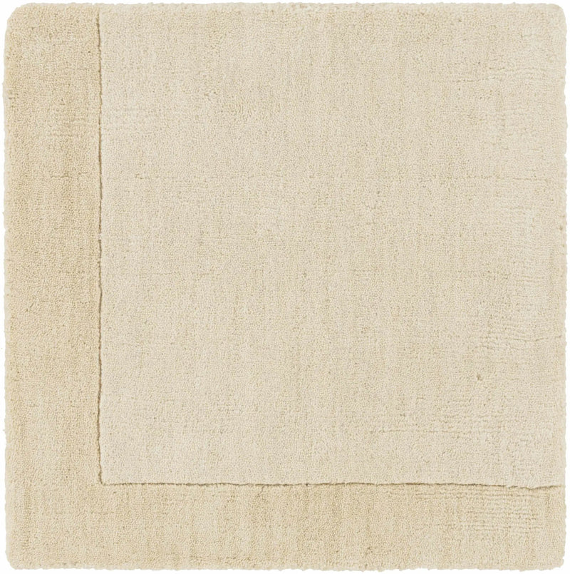 Bordered Solid Wheat Cream Wool Rug by Boutique Rugs