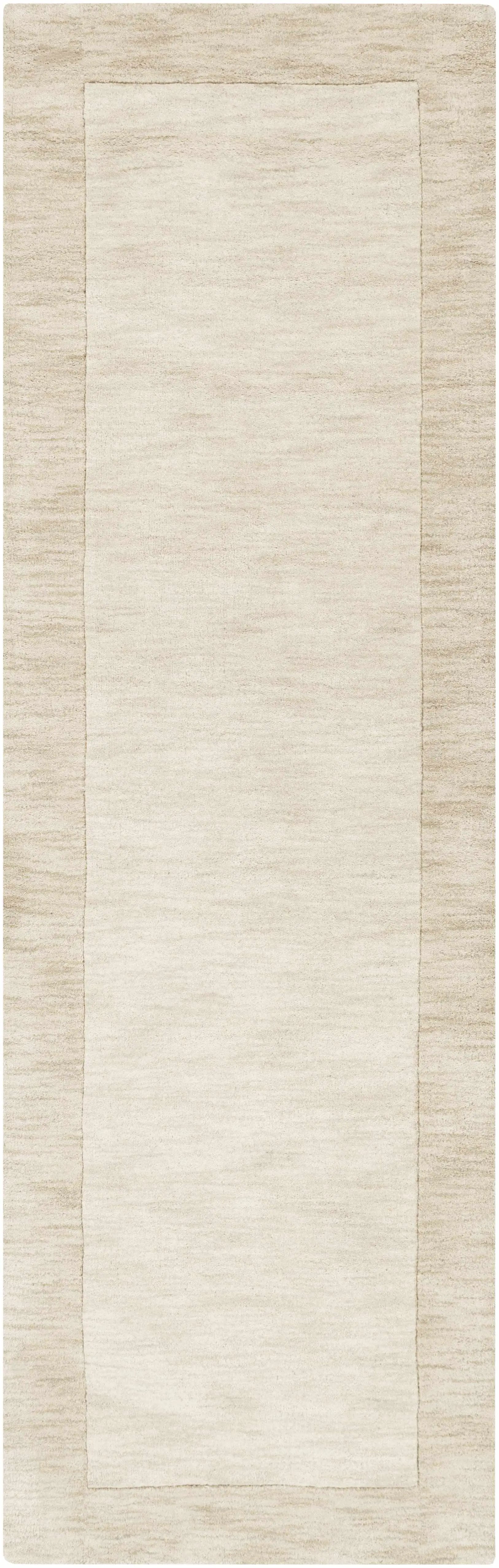 Bordered Solid Wheat Cream Wool Rug by Boutique Rugs