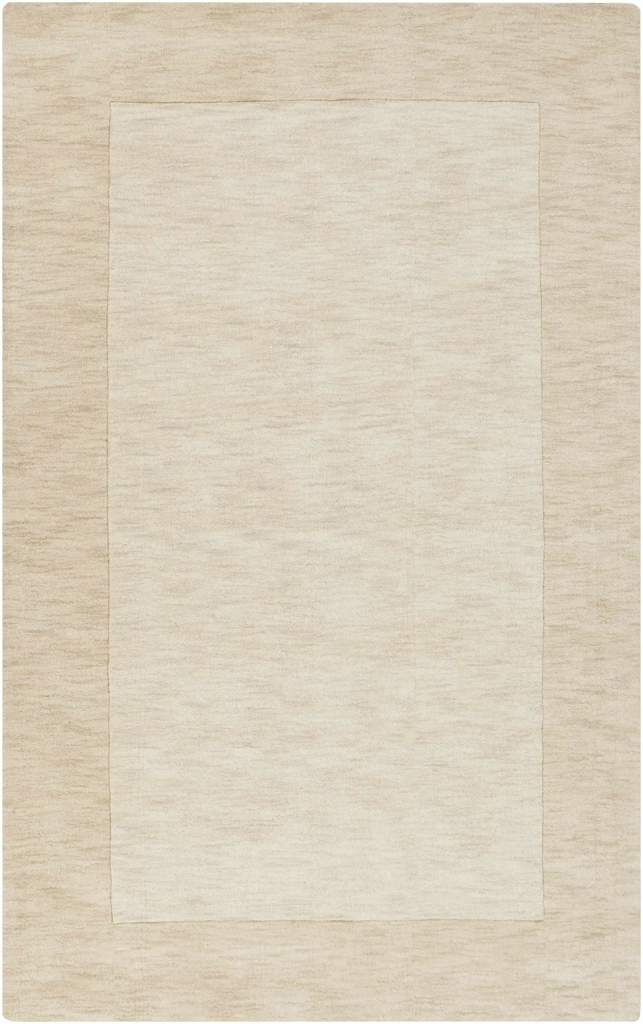 Bordered Solid Wheat Cream Wool Rug by Boutique Rugs