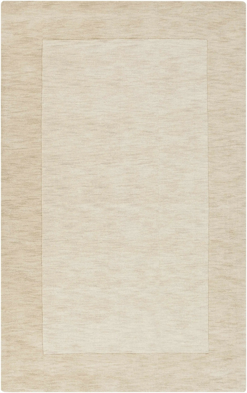Bordered Solid Wheat Cream Wool Rug by Boutique Rugs