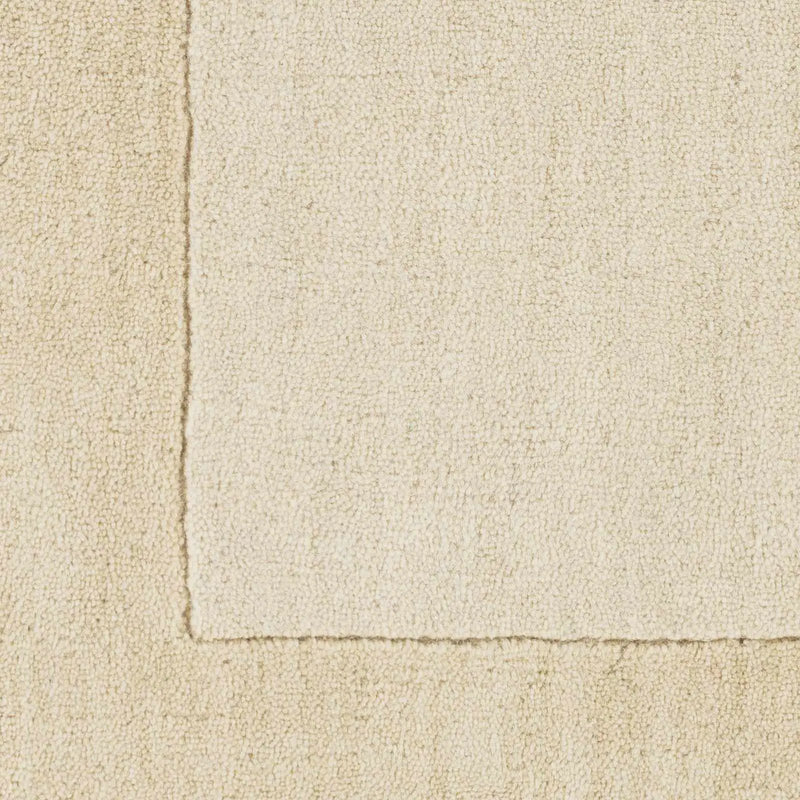 Bordered Solid Wheat Cream Wool Rug by Boutique Rugs