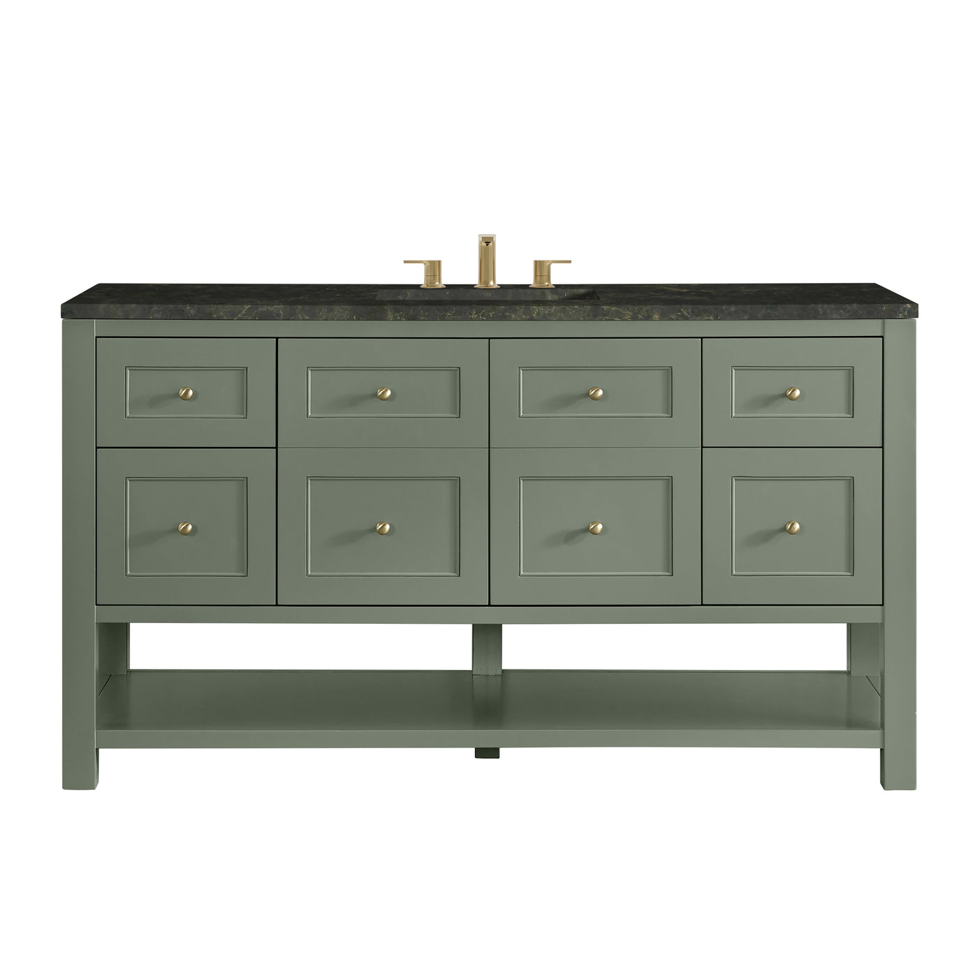 James Martin Breckenridge 60" Single Bathroom Vanity, Smokey Celadon with Phantome countertop
