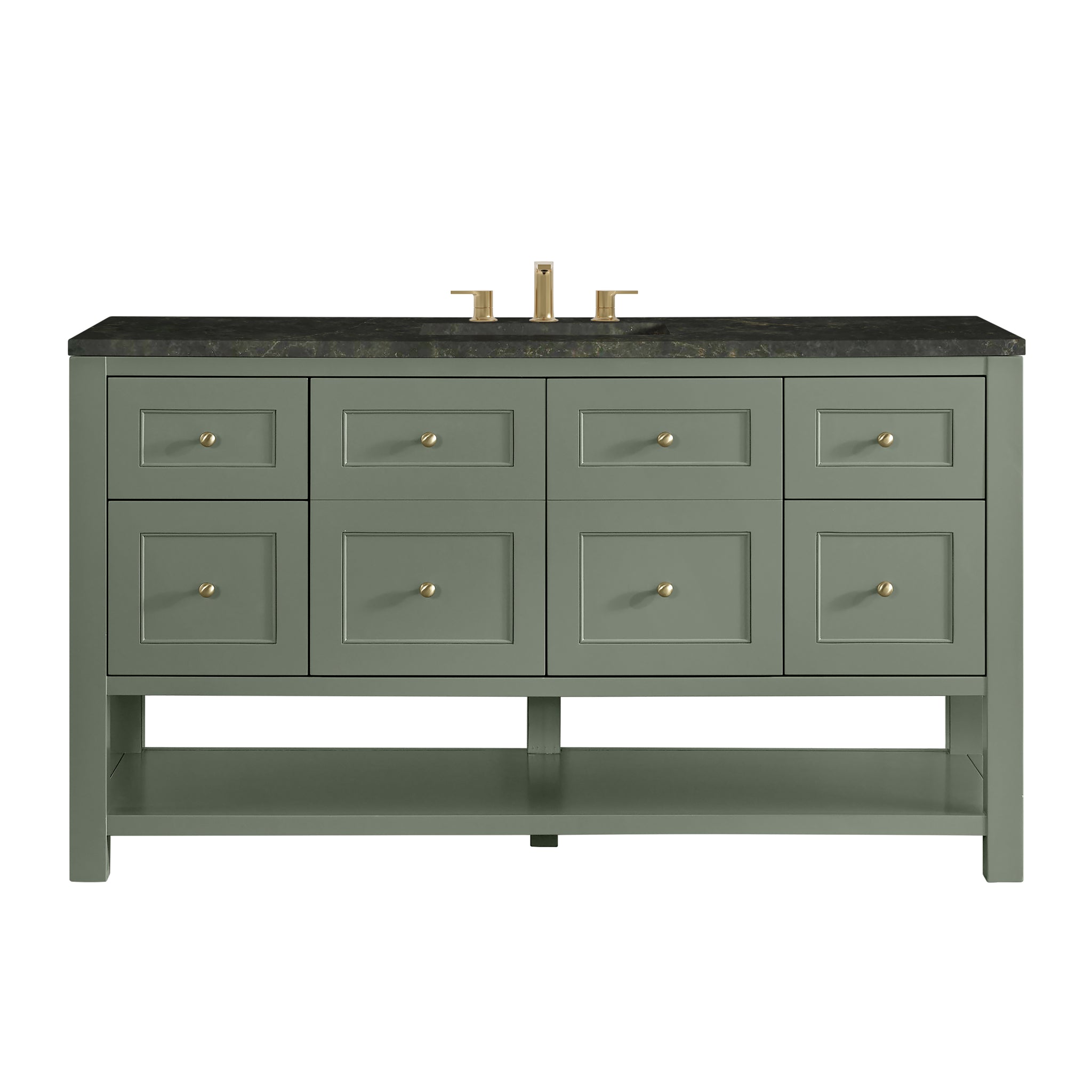 James Martin Breckenridge 60" Single Bathroom Vanity, Smokey Celadon with Phantome countertop