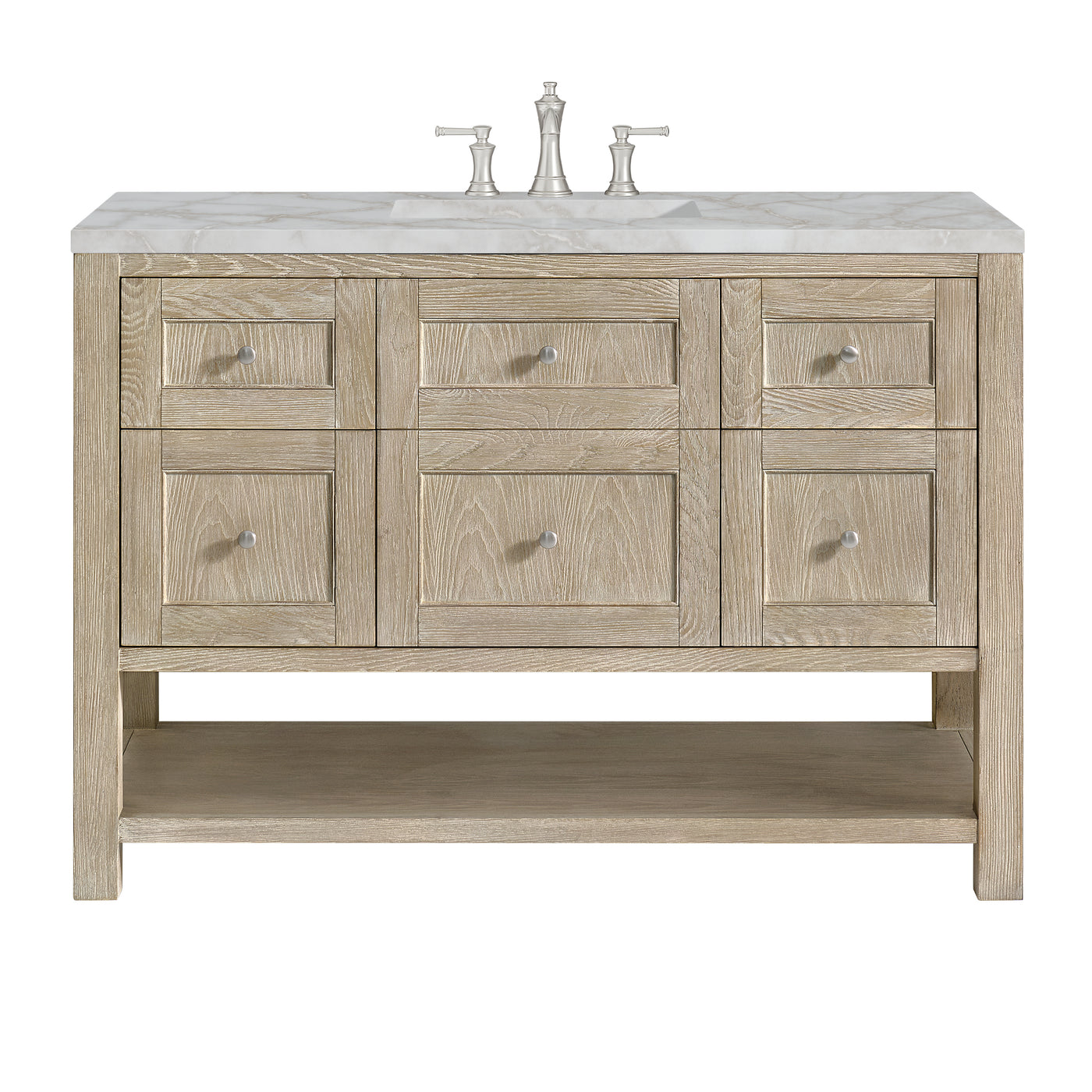 James Martin Breckenridge 48" Single Bathroom Vanity, Whitewashed Oak with Victorian Silver (FreePower) countertop