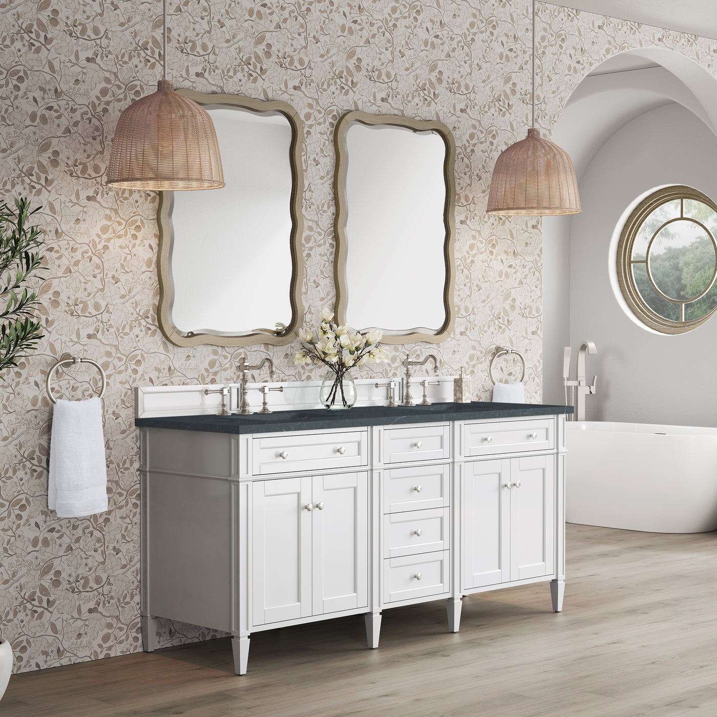 James Martin Brittany 72" Double Bathroom Vanity, Bright White, view 33