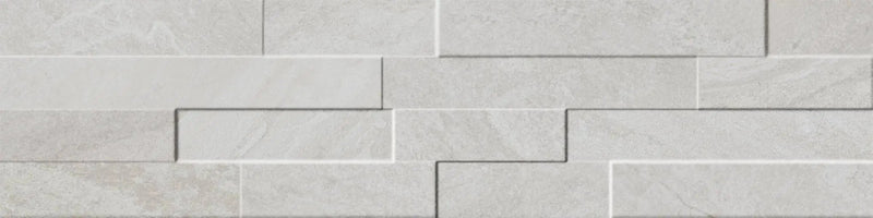 Veneer World Urban Ledgestone Explore Arctic White Smart-corner Quartz Look Porcelain Moldings 5.75x24 by landmarkceramics