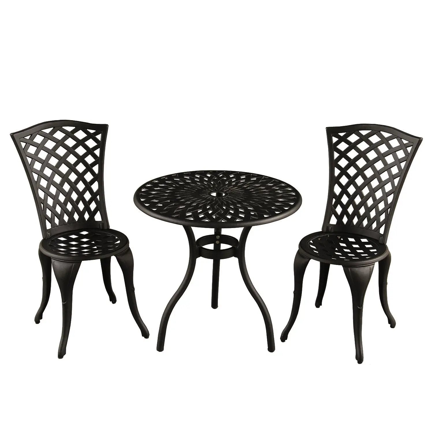 Modern Outdoor Patio Garden Aluminum 3 Piece Bistro Set in Sand Black by Sharicks