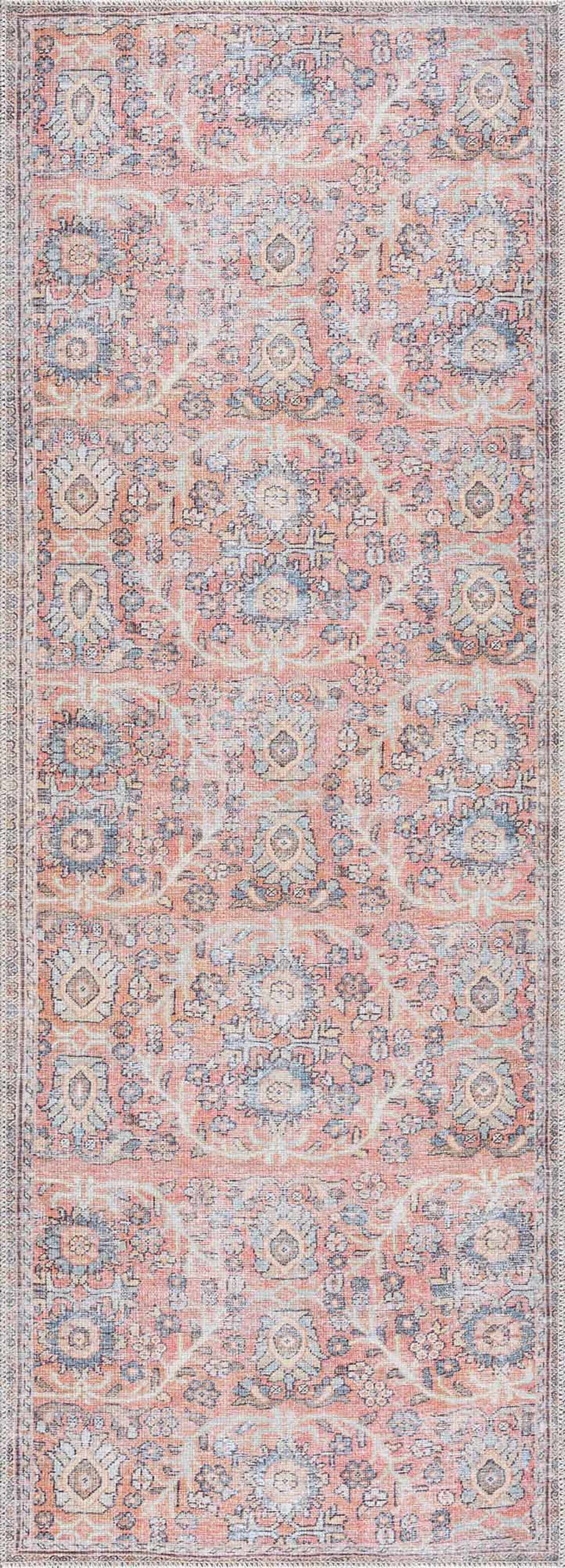 Urpi Rose & Blue Washable Area Rug - Clearance by Boutique Rugs