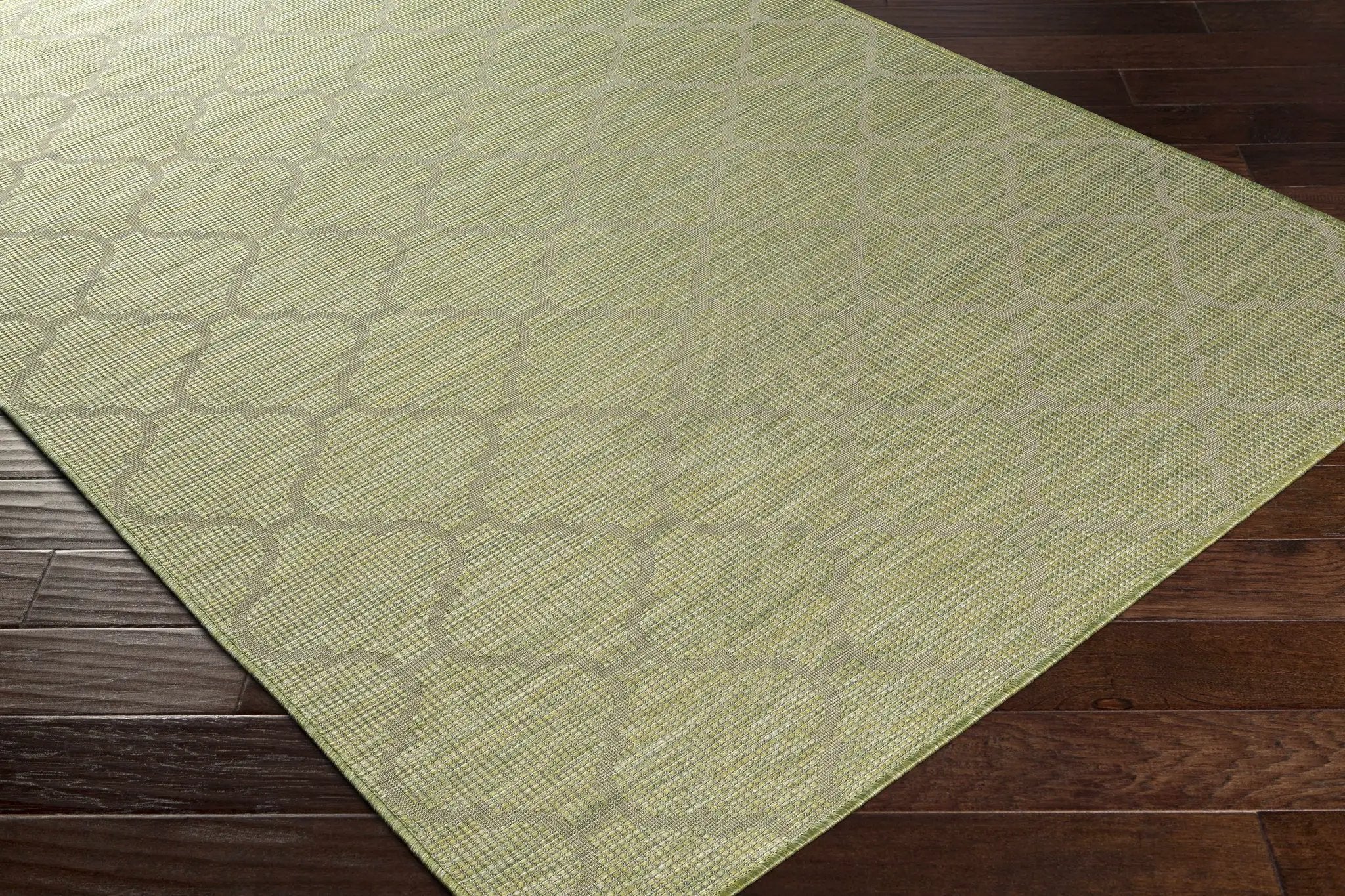 Unique Outdoor Trellis Area Rug, Olive Green - Clearance by Boutique Rugs