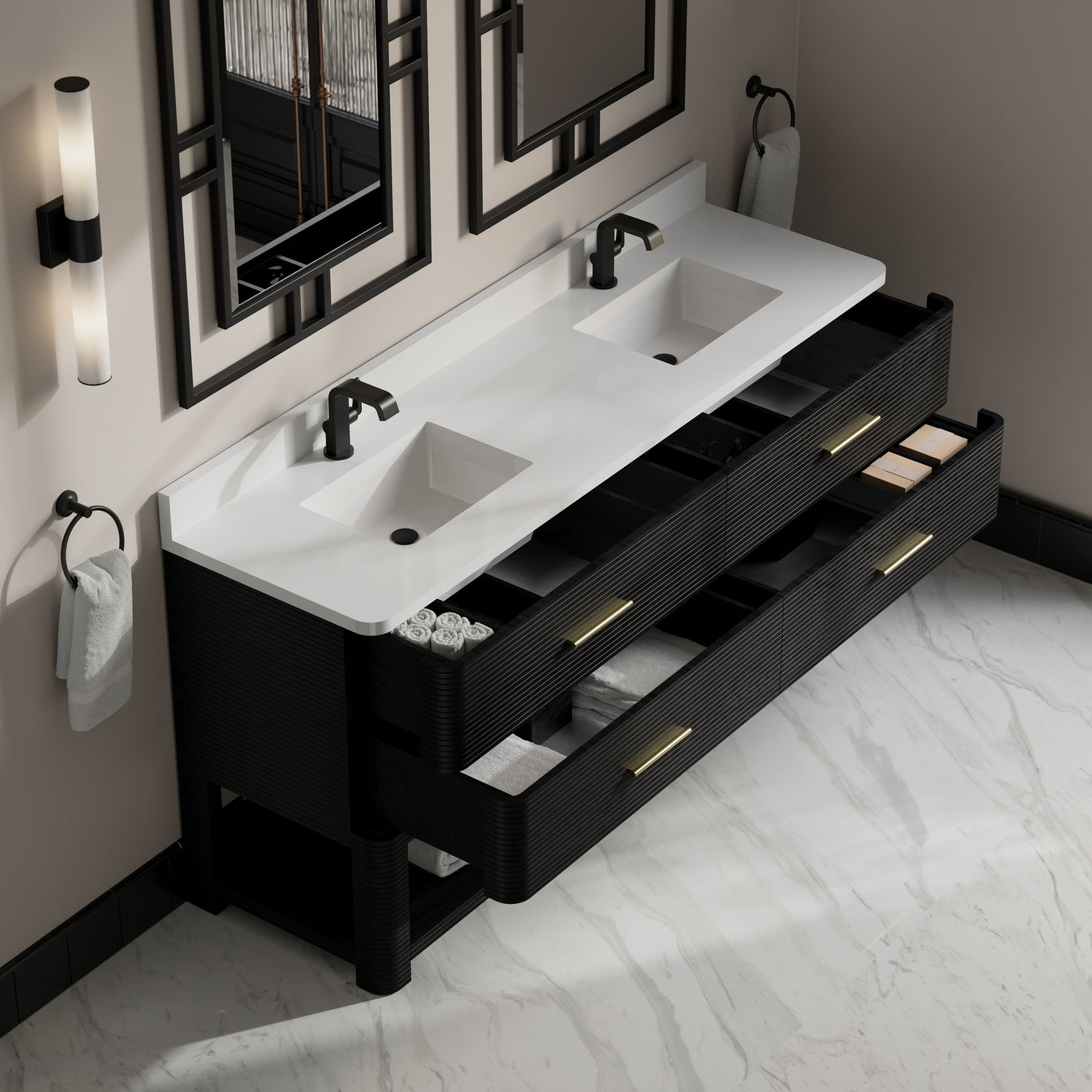 James Martin Lucian 72" Double Bathroom Vanity, Carbon Oak, view 28