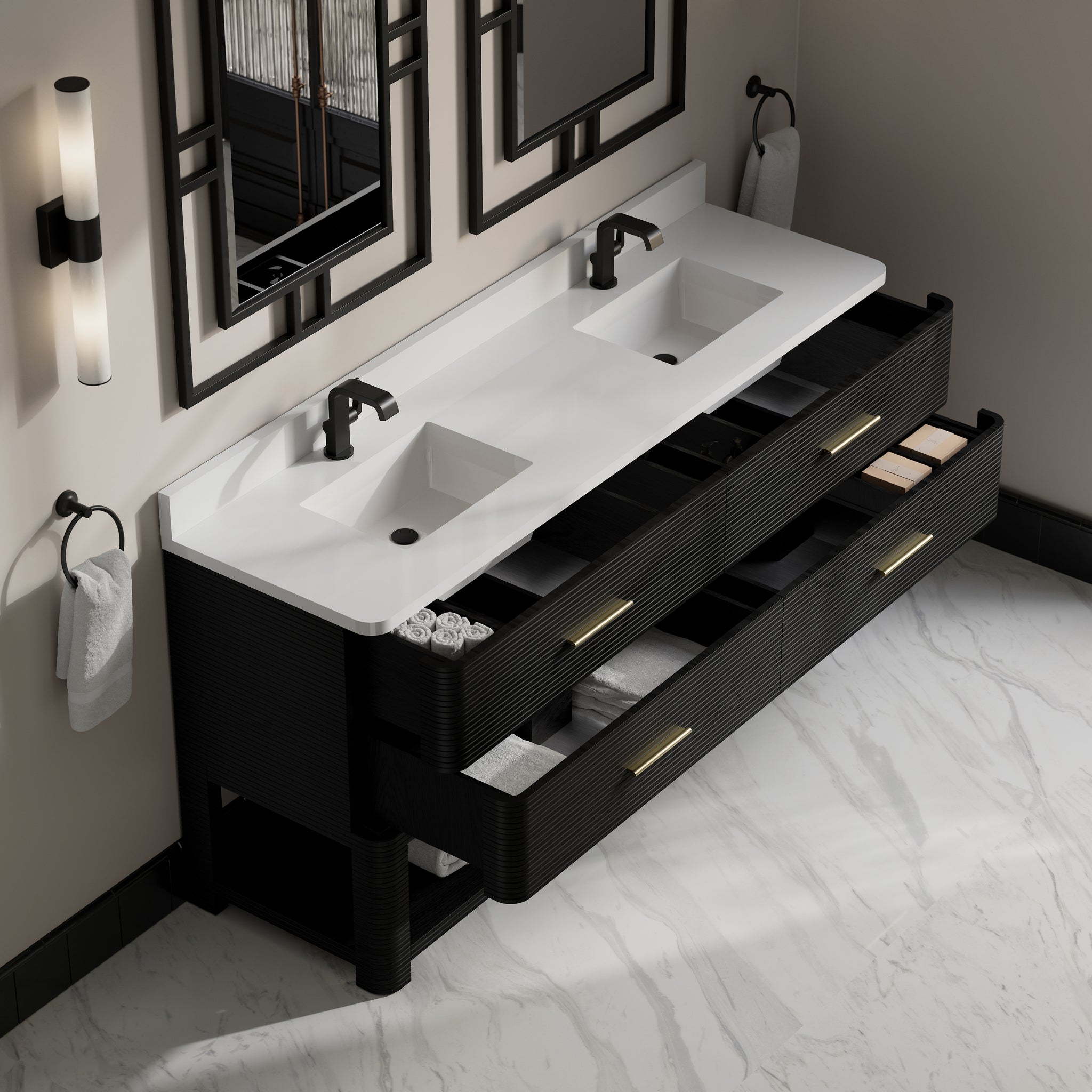 James Martin Lucian 72" Double Bathroom Vanity, Carbon Oak, view 28