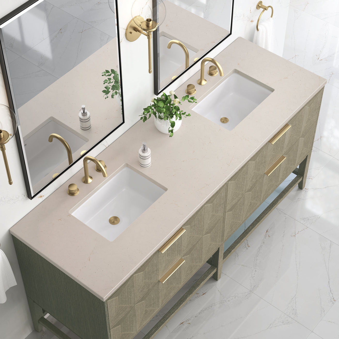 James Martin Emmeline 72" Double Bathroom Vanity, Pebble Oak, view 26