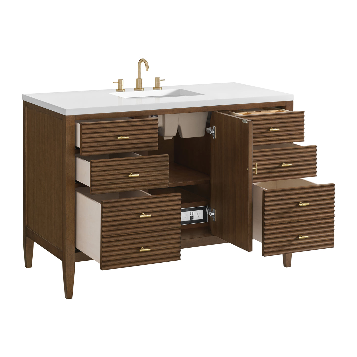 James Martin Myrrin 48" Single Bathroom Vanity, Mid-Century Walnut, view 28