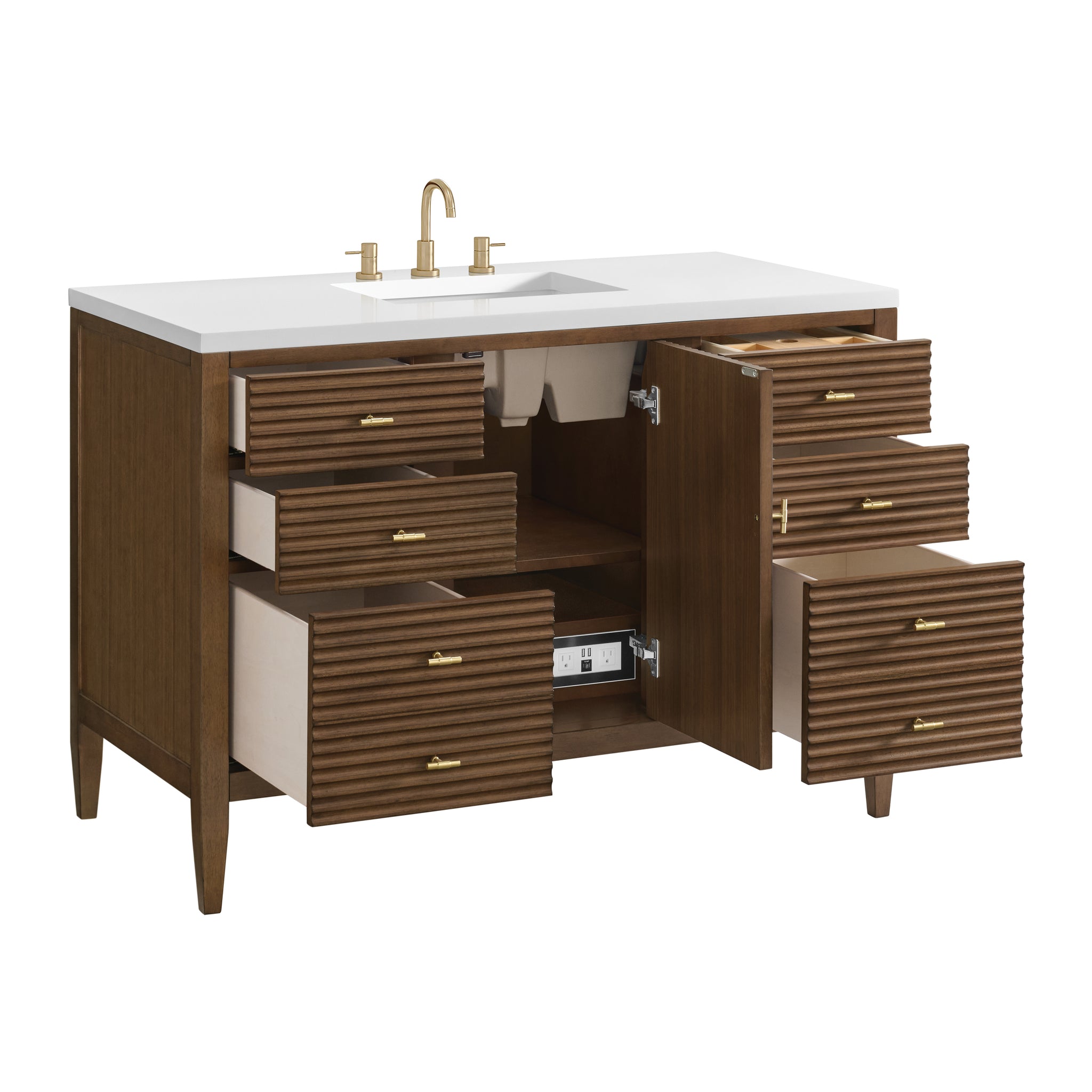 James Martin Myrrin 48" Single Bathroom Vanity, Mid-Century Walnut, view 28