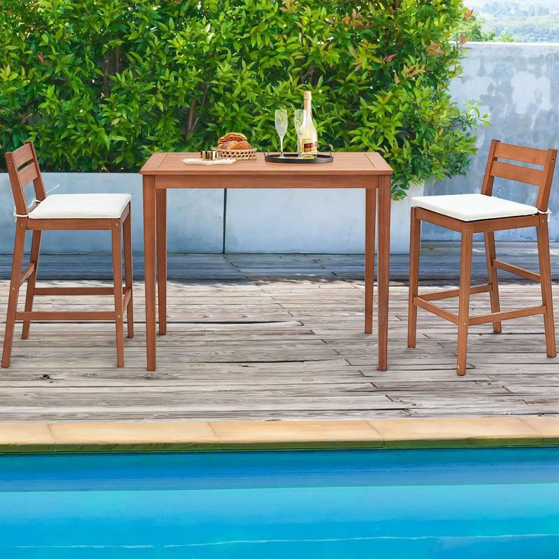 48 Inch x 24 Inch Rectangular Outdoor Eucalyptus Wood Bar Table for 4 People by DirectDeals