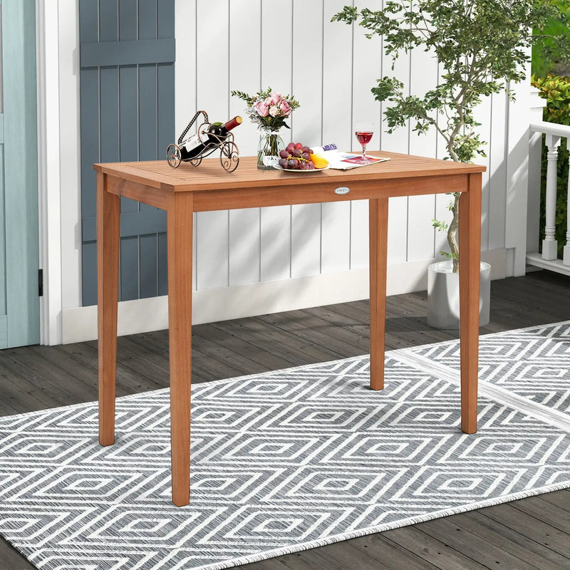 48 Inch x 24 Inch Rectangular Outdoor Eucalyptus Wood Bar Table for 4 People by DirectDeals