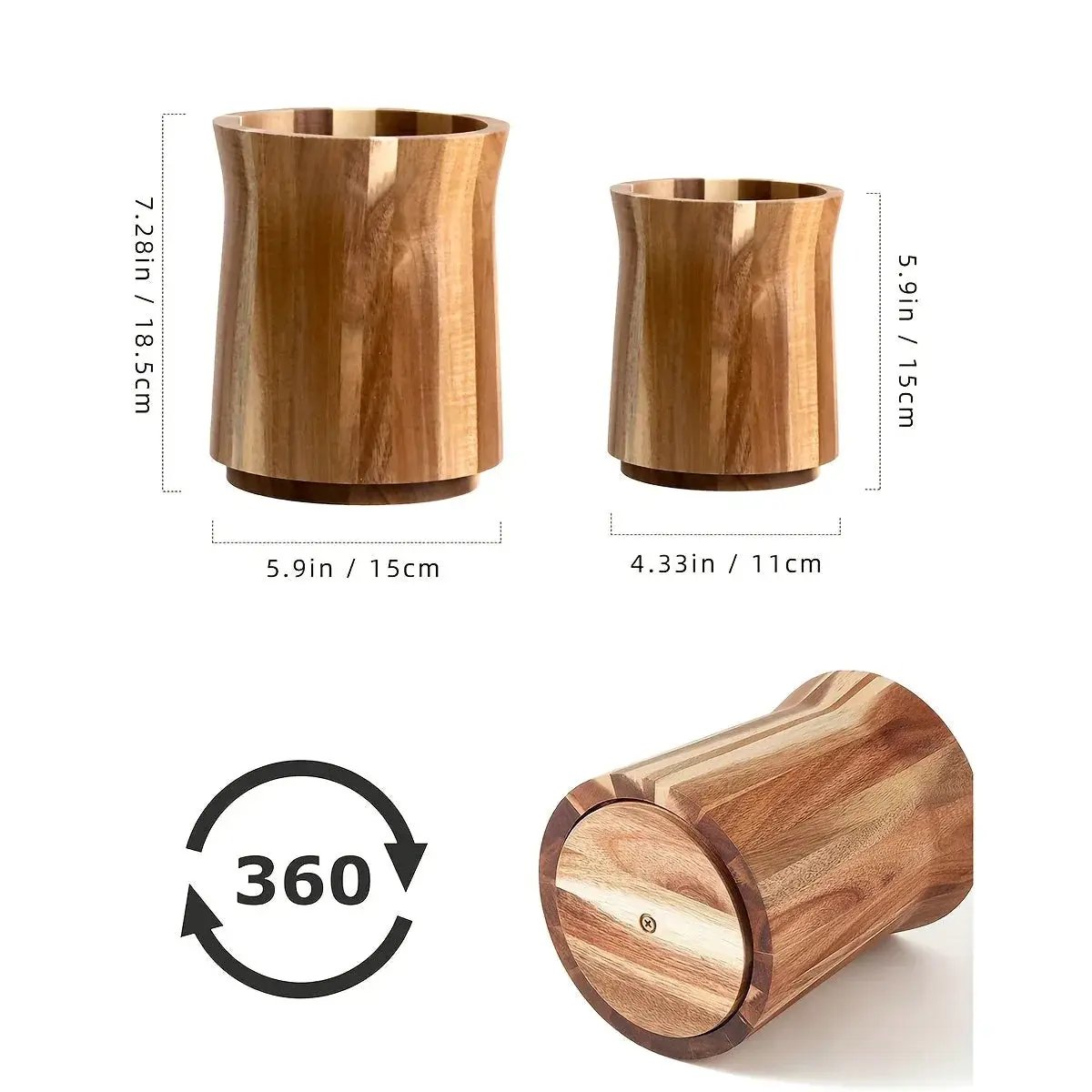 Utensil Holder - Multiple Compartments Acacia Wood by House Of Avana