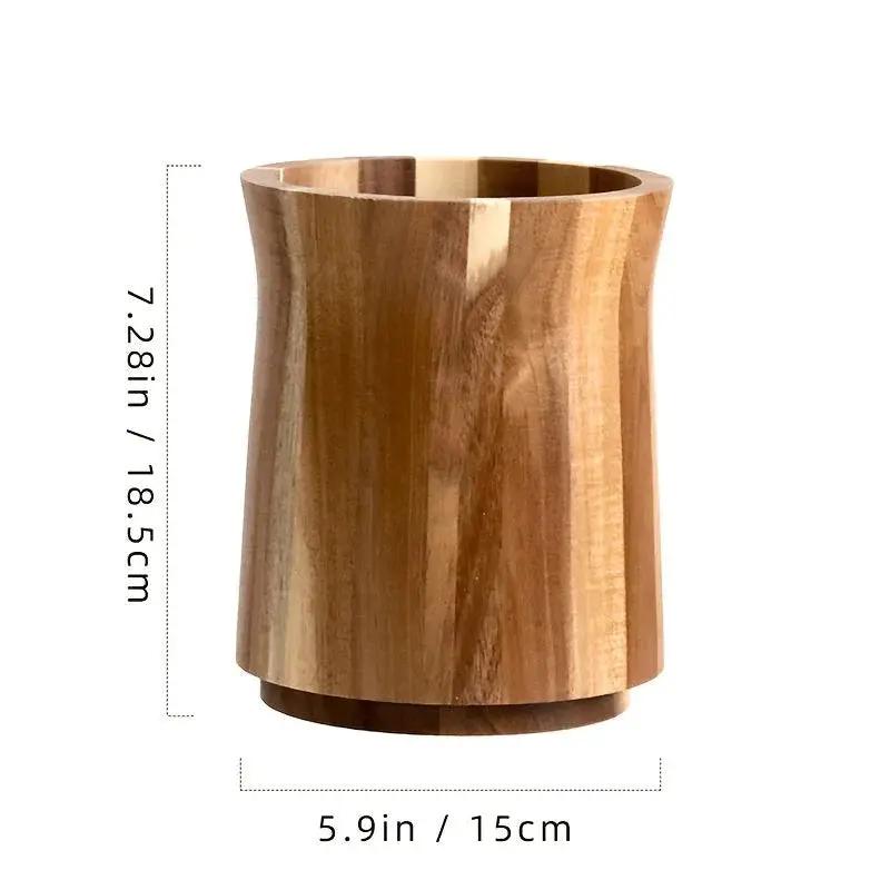 Utensil Holder - Multiple Compartments Acacia Wood by House Of Avana