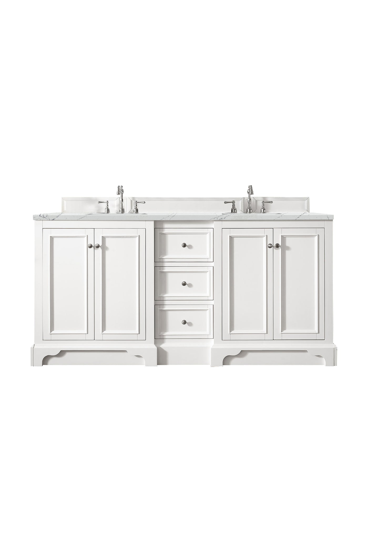 James Martin De Soto 72" Double Bathroom Vanity, Bright White with Ethereal Noctis countertop