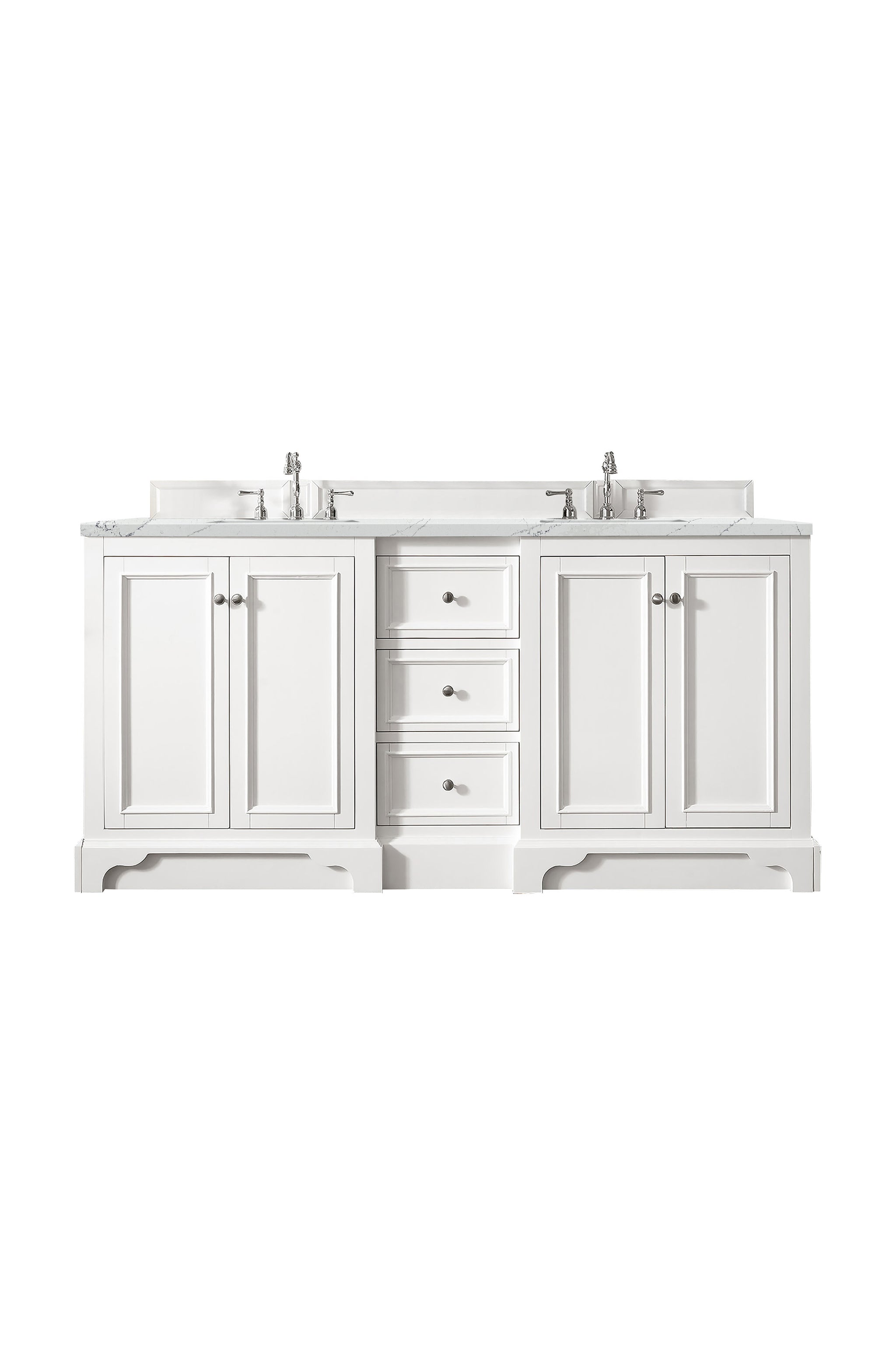 James Martin De Soto 72" Double Bathroom Vanity, Bright White with Ethereal Noctis countertop