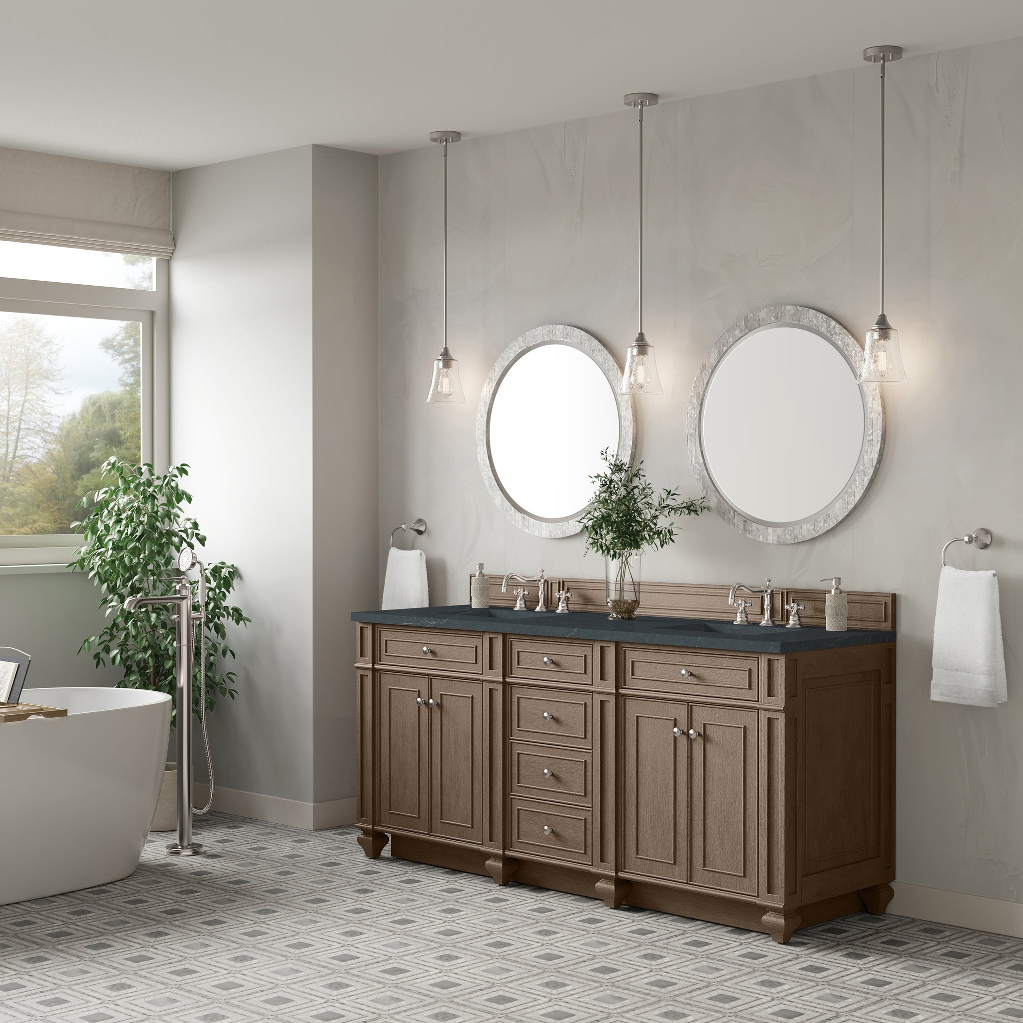 James Martin Bristol 72" Double Bathroom Vanity, Whitewashed Walnut, view 31