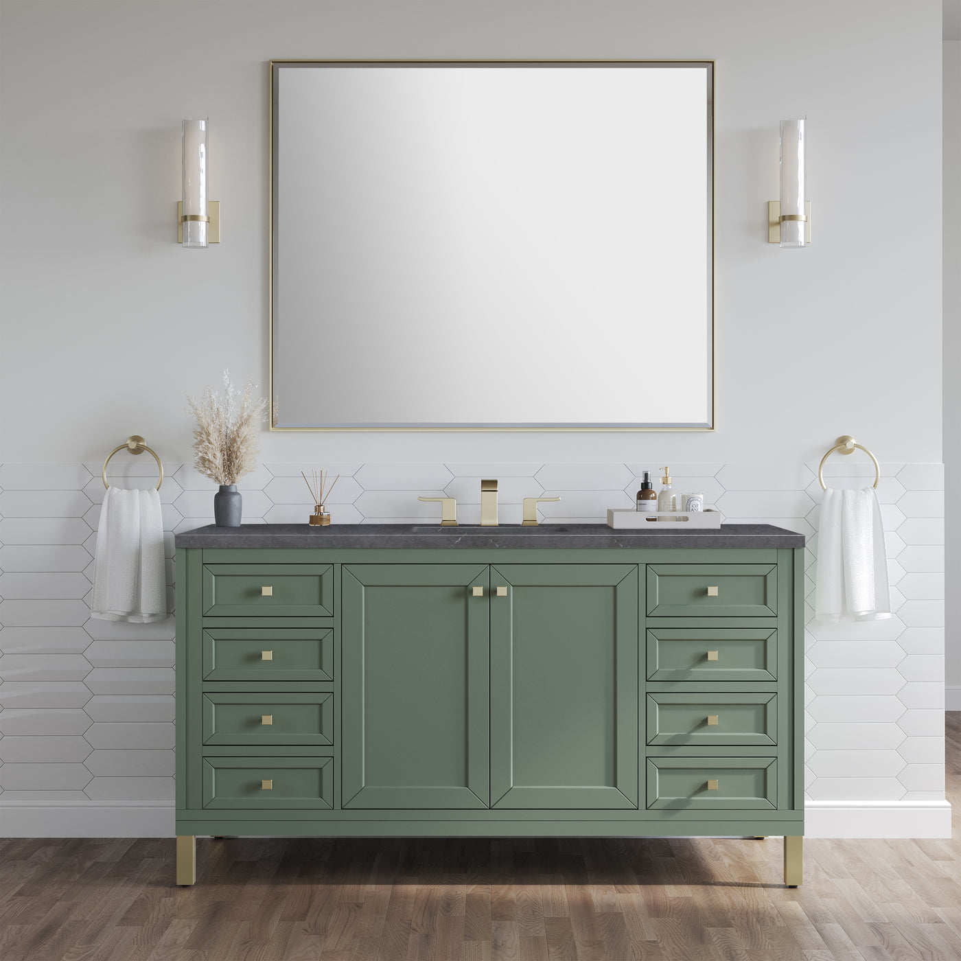 James Martin Chicago 60" Single Bathroom Vanity, Smokey Celadon, view 32