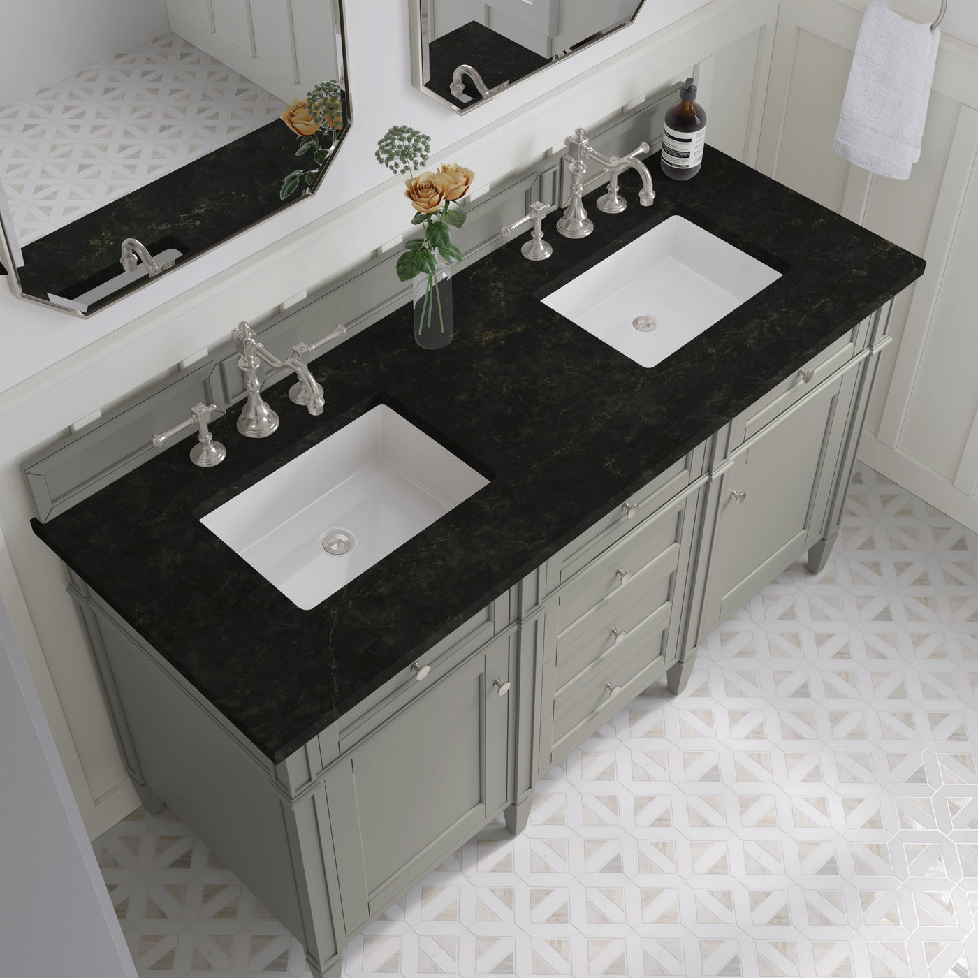 James Martin Brittany 60" Double Bathroom Vanity, Urban Gray, view 39
