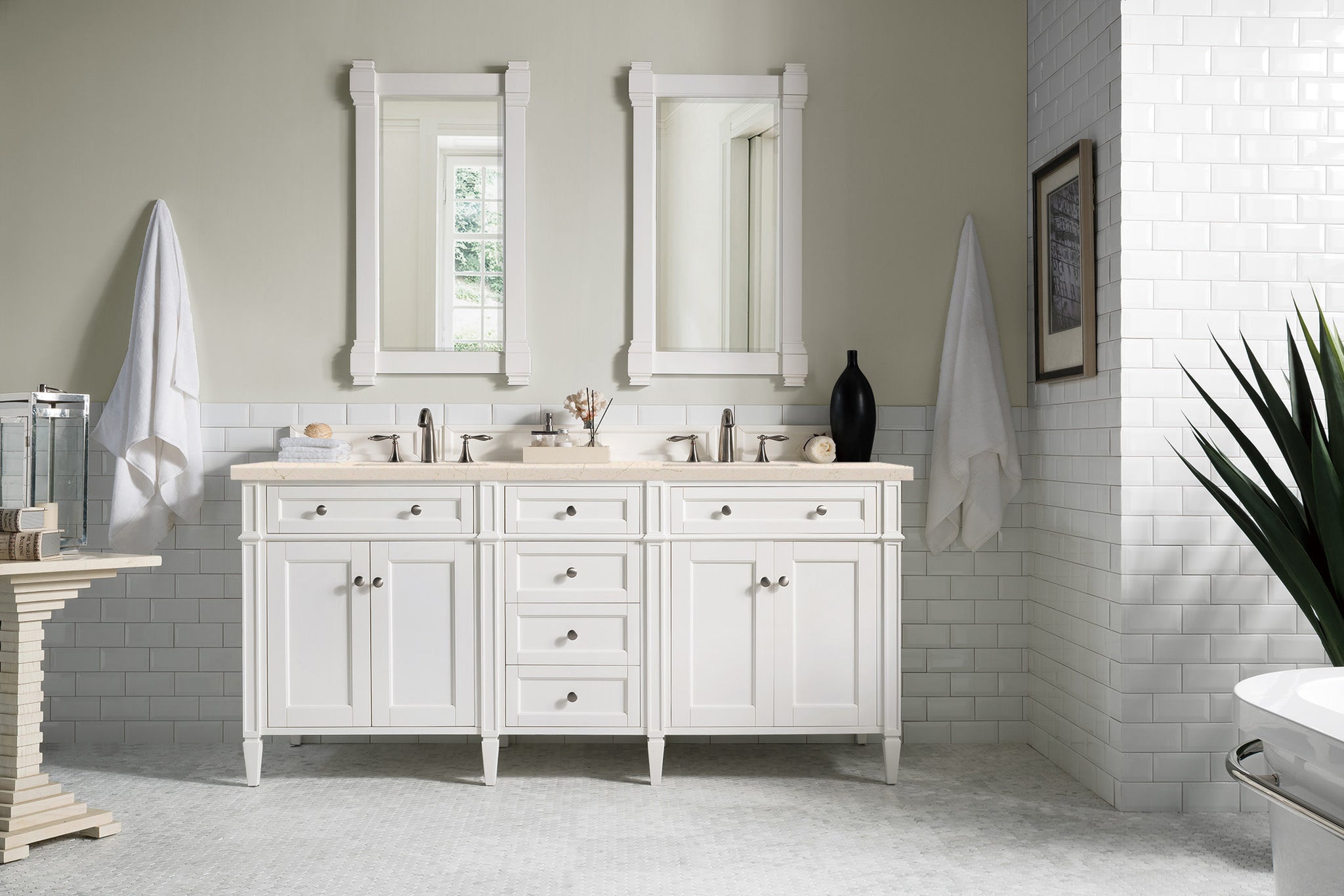 James Martin Brittany 72" Double Bathroom Vanity, Bright White, view 20