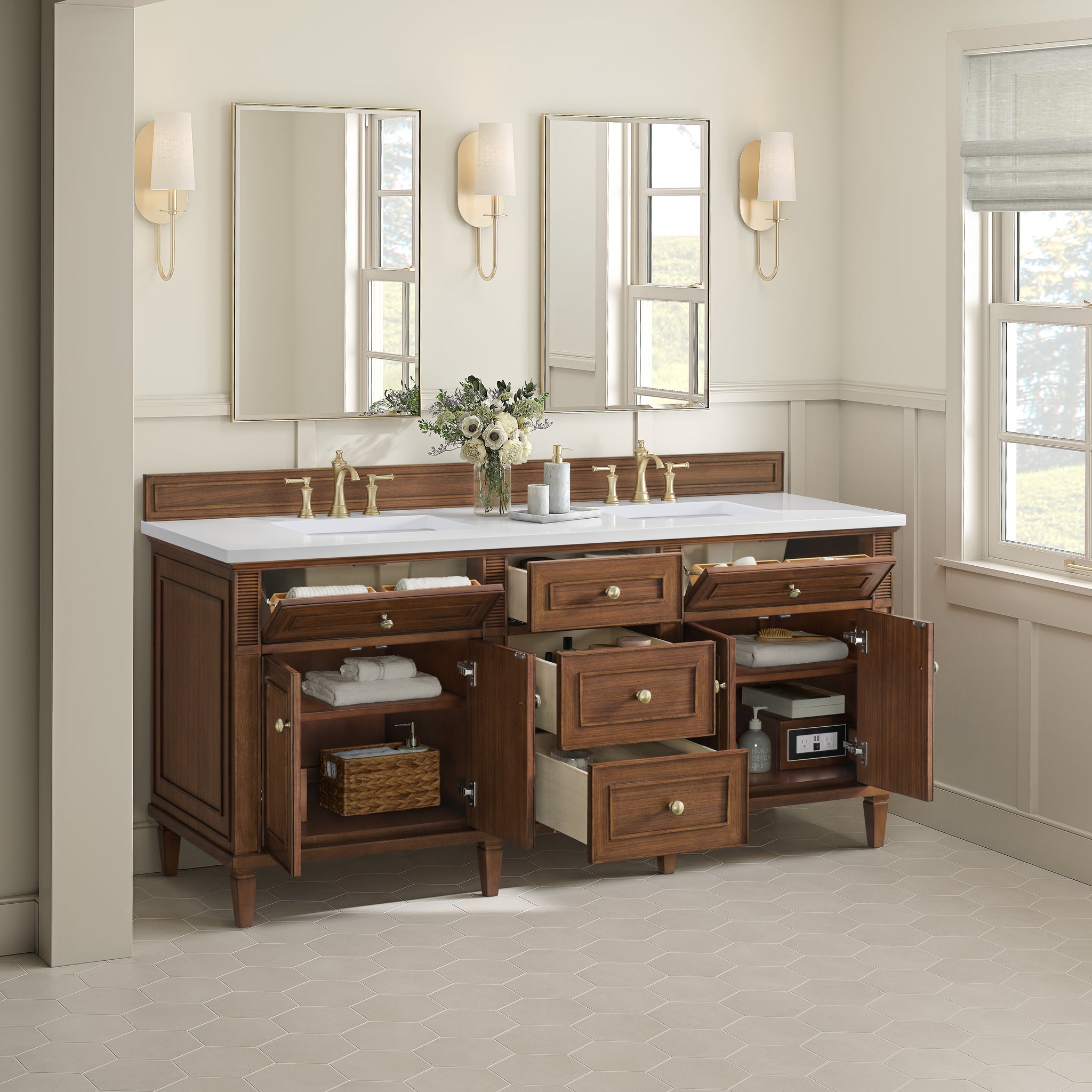 James Martin Lorelai 72" Double Bathroom Vanity, Mid-Century Walnut, view 39