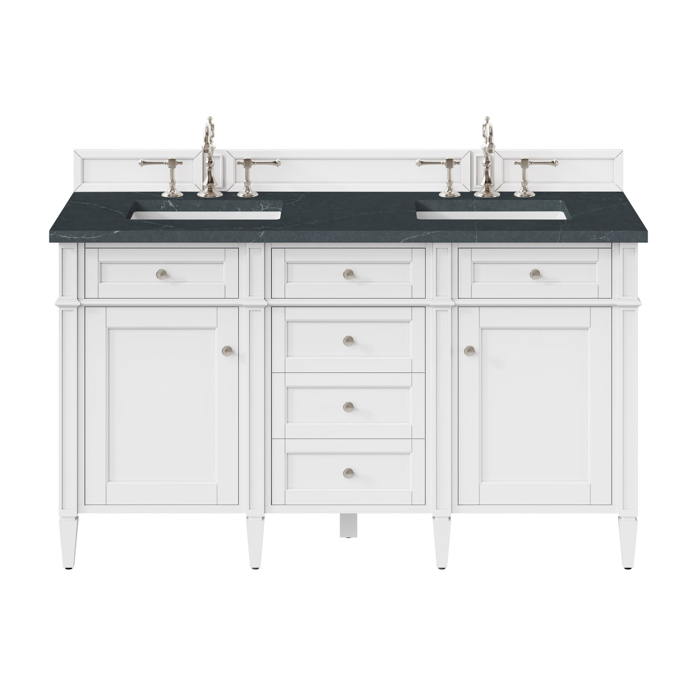 James Martin Brittany 60" Double Bathroom Vanity, Bright White with Charcoal Soapstone countertop