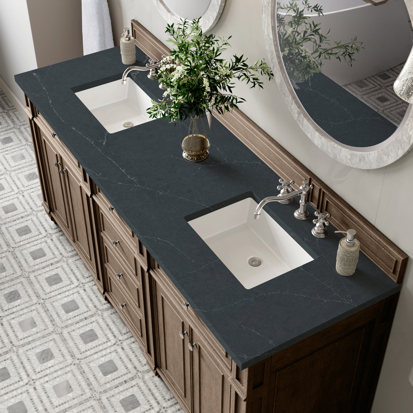 James Martin Bristol 72" Double Bathroom Vanity, Whitewashed Walnut, view 33