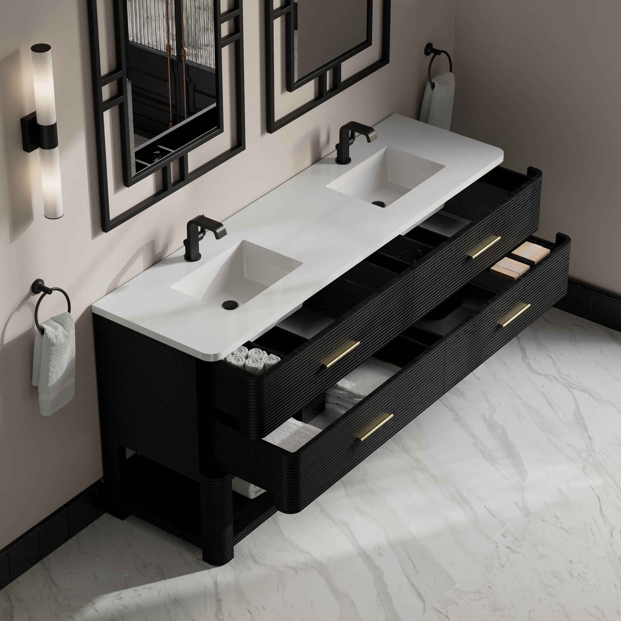 James Martin Lucian 72" Double Bathroom Vanity, Carbon Oak, view 29