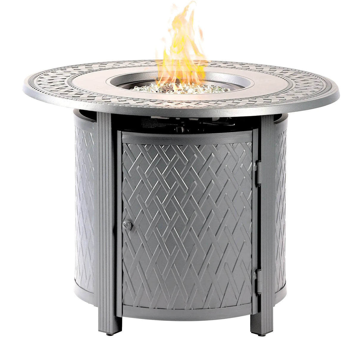 Aluminum 34-in Round Propane Fire Table with Beads, Covers and Lid by Sharicks