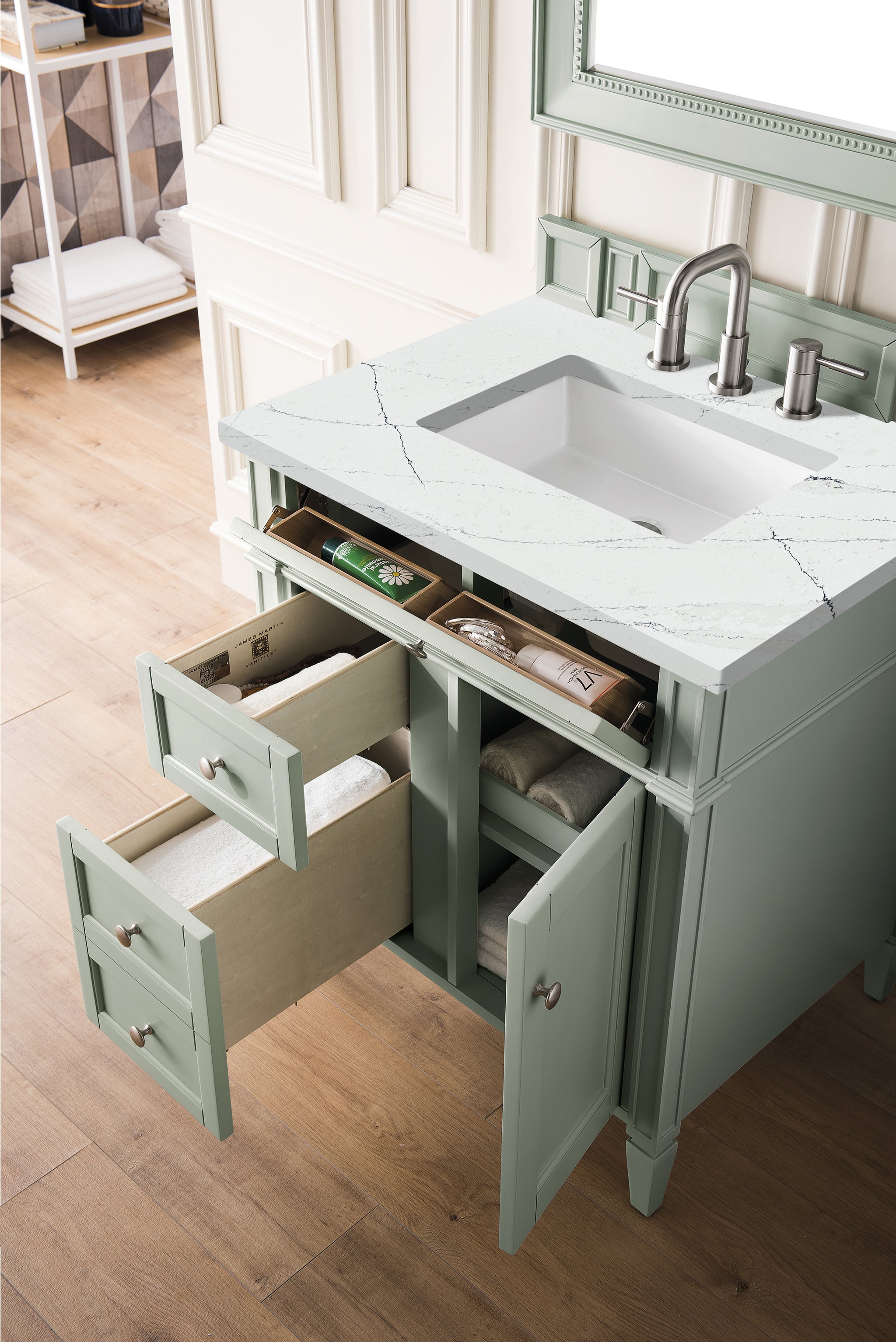 James Martin Brittany 30" Single Bathroom Vanity, Sage Green, view 39