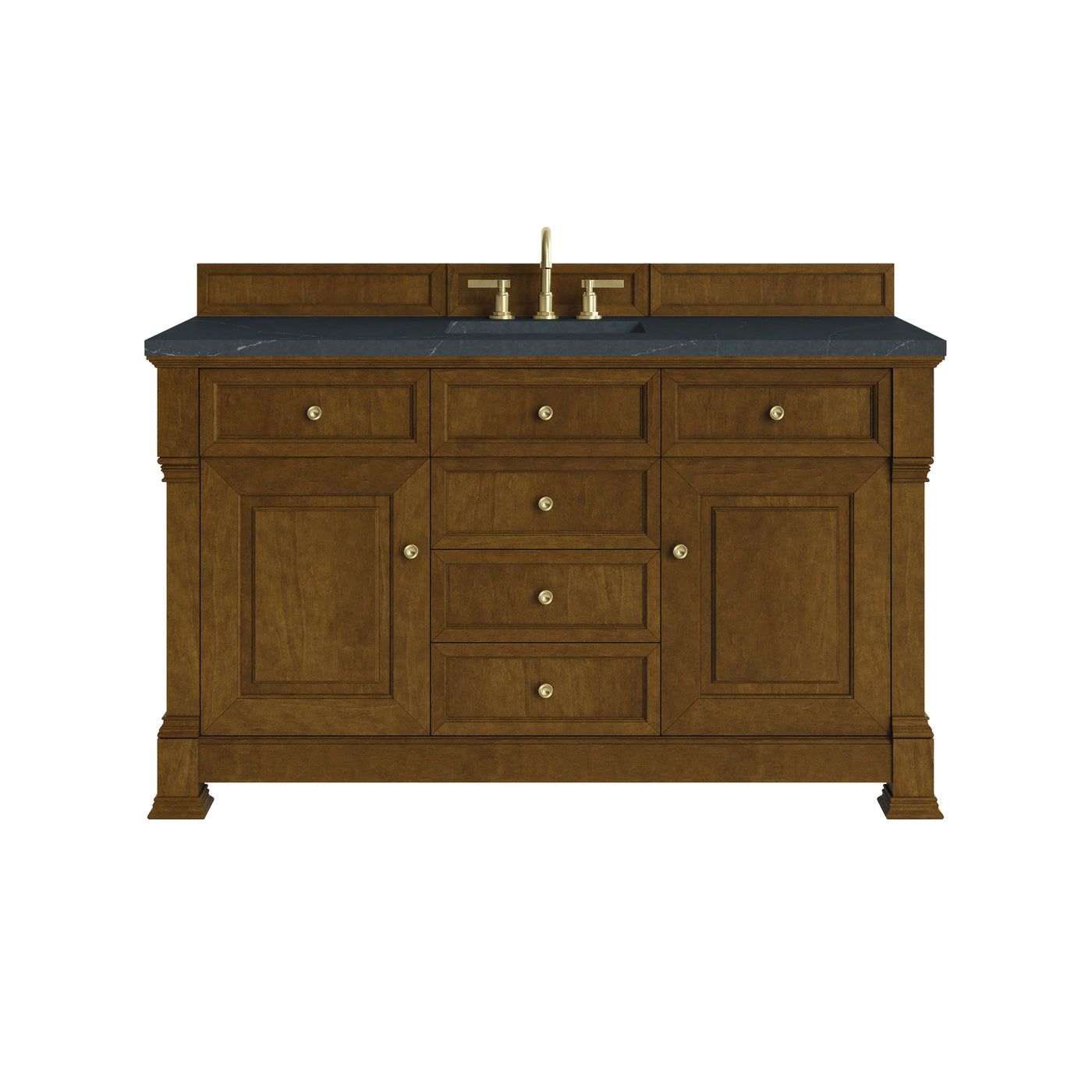 James Martin Brookfield 60" Single Bathroom Vanity, Honey Oak with Charcoal Soapstone countertop