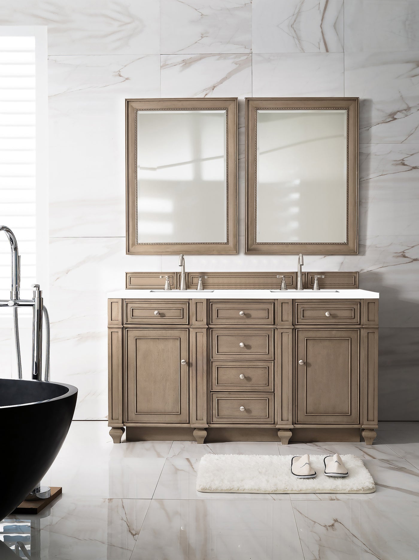 James Martin Bristol 60" Double Bathroom Vanity, Whitewashed Walnut, view 27