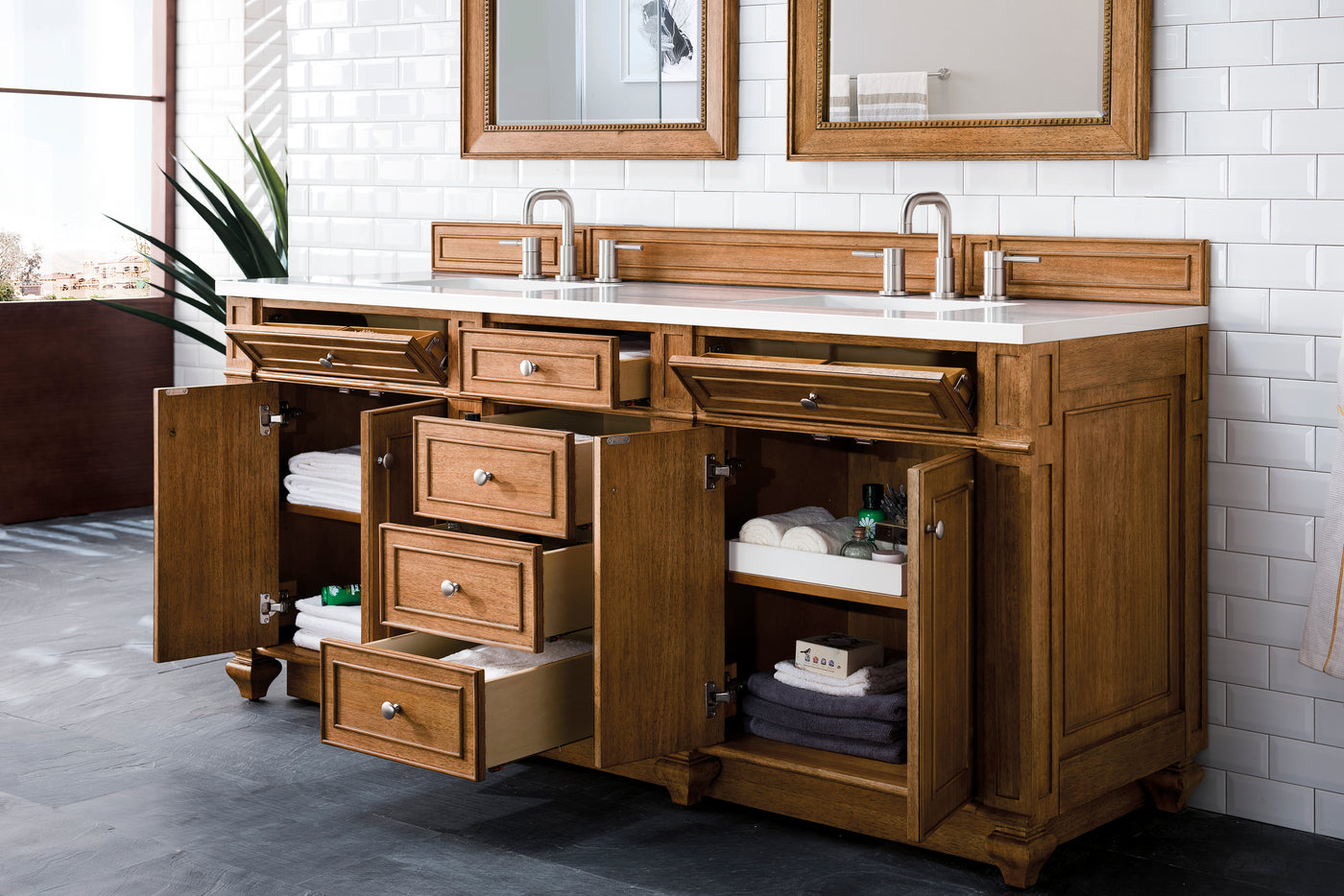 James Martin Bristol 72" Double Bathroom Vanity, Saddle Brown, view 23