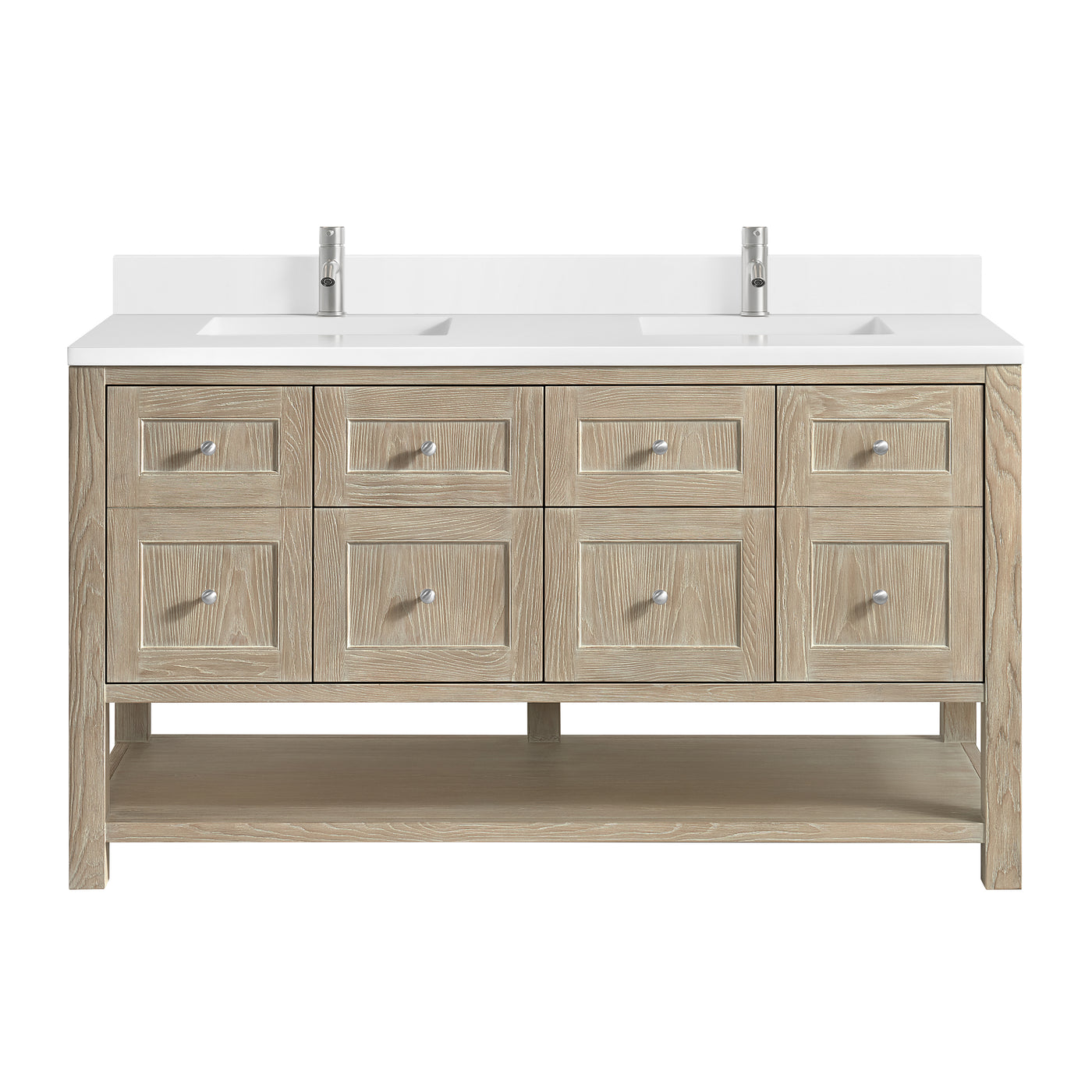 James Martin Breckenridge 60" Double Bathroom Vanity, Whitewashed Oak, view 37