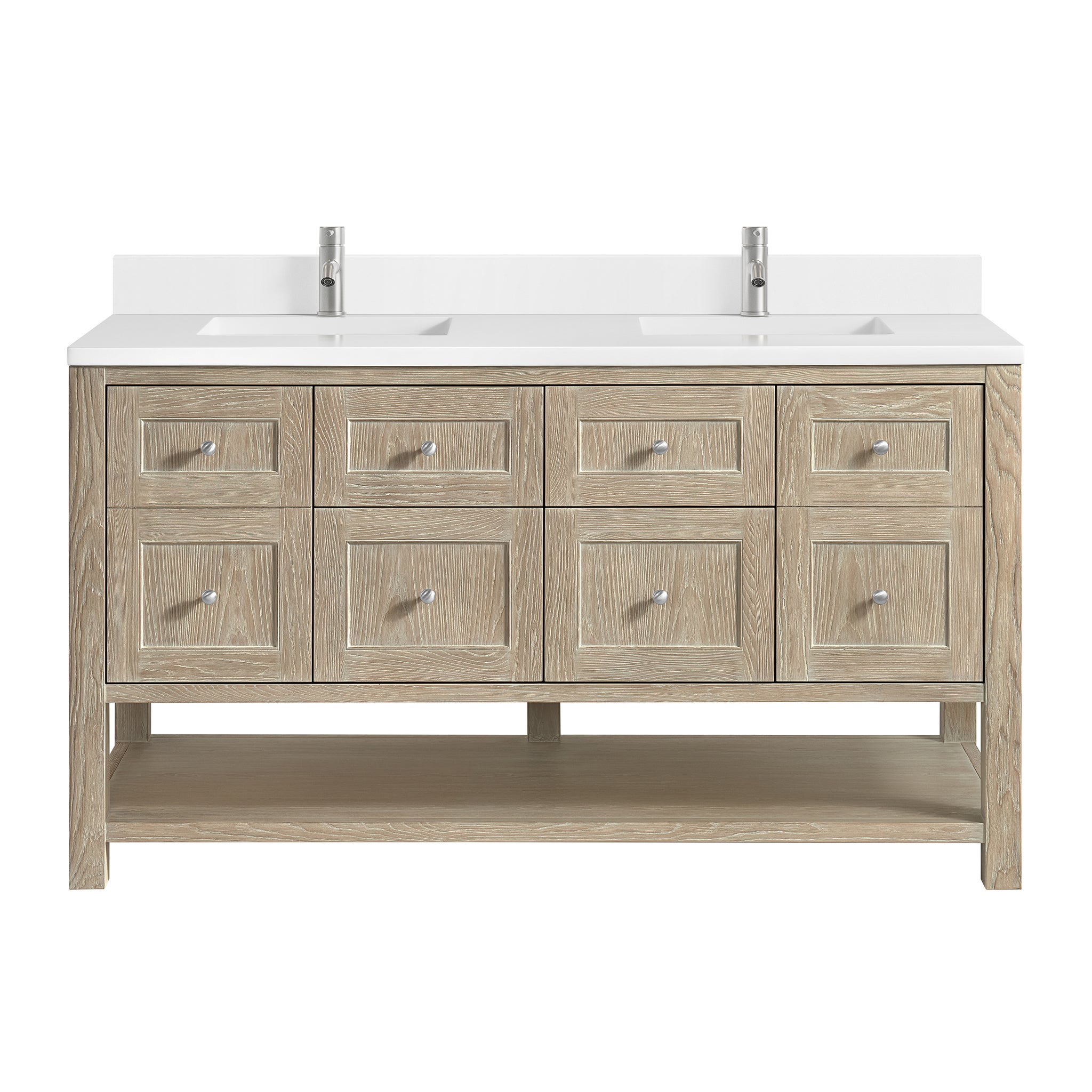 James Martin Breckenridge 60" Double Bathroom Vanity, Whitewashed Oak, view 37